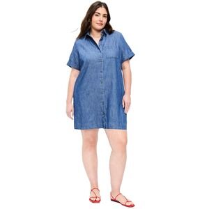 Old Navy Chambray Denim Shirt Mini Dress Women's 2XP Western Cowgirl Rodeo NEW
